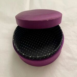 Vintage Purple Silk 4” Round Jewelry Storage Box